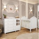 Ver imagem 1 de Quarto de Bebê com Berço Mini Cama e Cômoda com Janela Maya Clássico Espresso Móveis Branco/Brilho