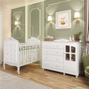 Ver imagem 1 de Quarto de Bebê Berço com Capitonê e Cômoda com Janela Maya Clássico Espresso Móveis Branco/Brilho
