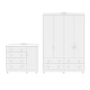 Ver imagem 3 de Quarto Infantil com Guarda Roupa 4 Portas e Cômoda 1 Porta 100% MDF Maya Clássico Espresso Móveis Br