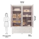 Ver imagem 4 de Quarto Infantil com Guarda Roupa 4 Portas e Cômoda 1 Porta 100% Mdf Maya Clássico Espresso Móveis