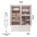 Ver imagem 4 de Quarto Infantil com Guarda Roupa 4 Portas e Cômoda 1 Porta 100% Mdf Maya Clássico Espresso Móveis