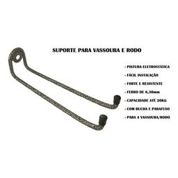 Suporte Porta Vassoura e Rodo Parede Grande 30 Cm - 3