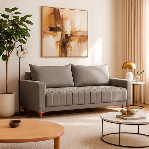 Sofá Fixo para Sala de Estar Living 156cm Roma Cinza Escuro