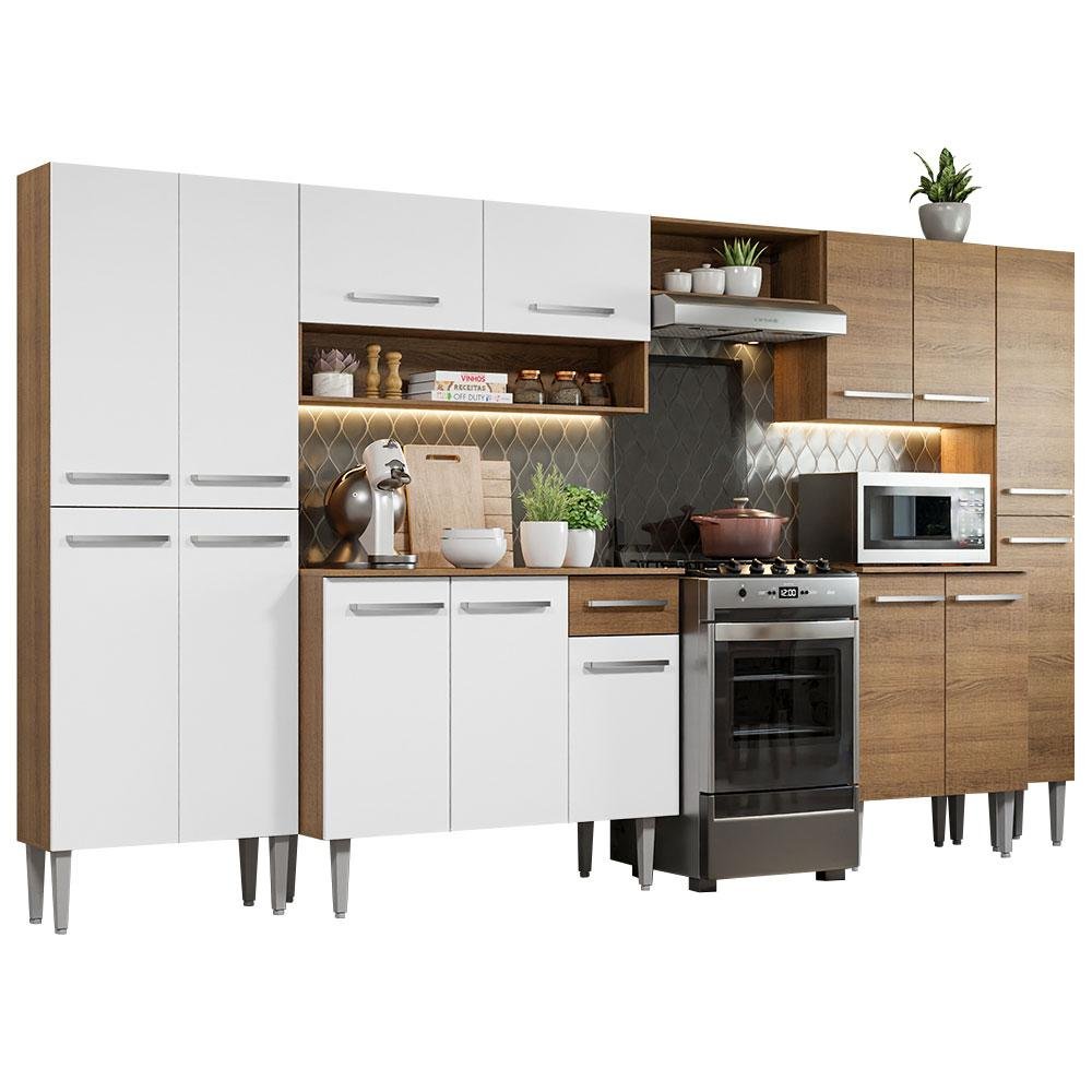 Armário de Cozinha Completa 325cm Rustic/Branco Emilly Joy Madesa 01 - 2