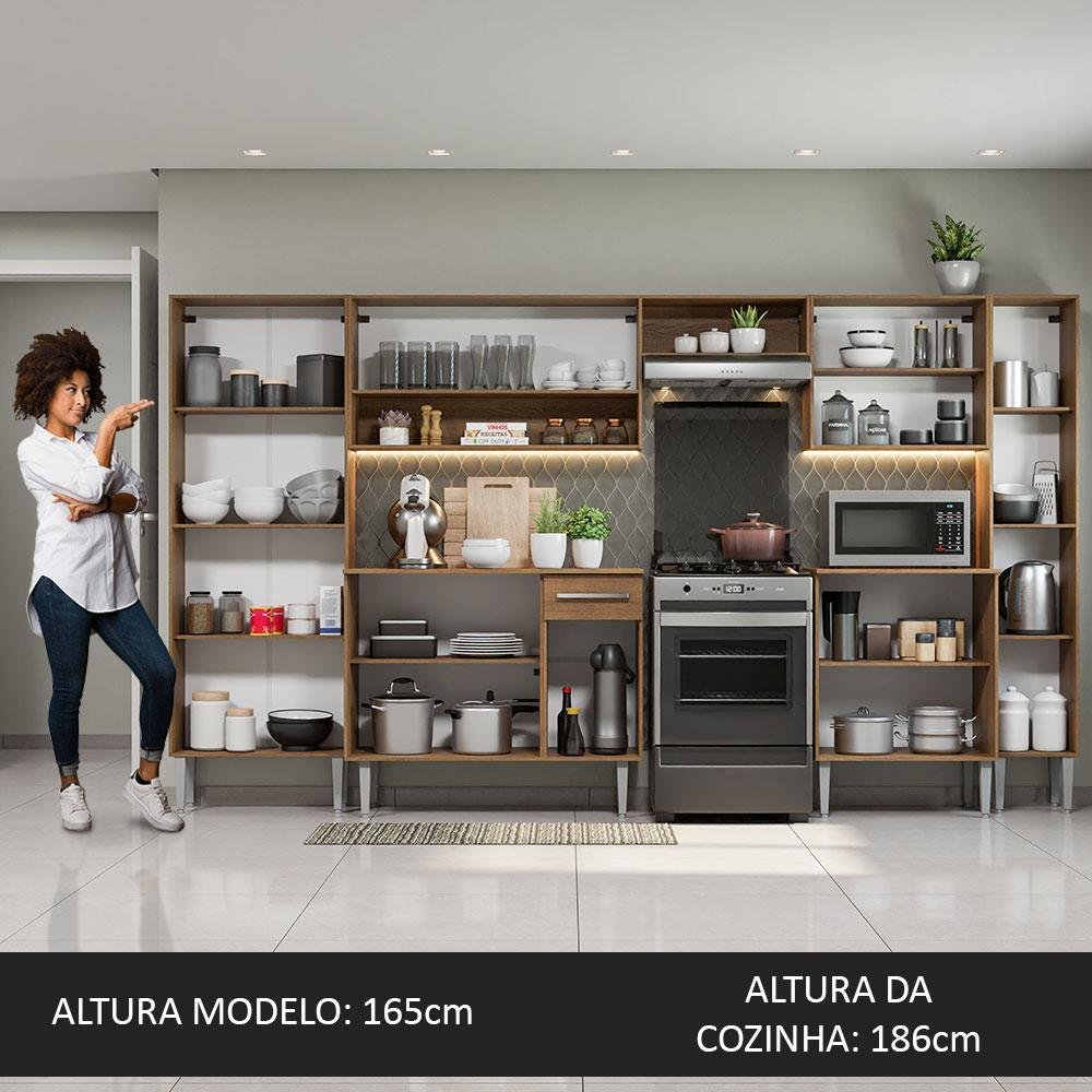 Armário de Cozinha Completa 325cm Rustic/Branco Emilly Joy Madesa 01 - 5