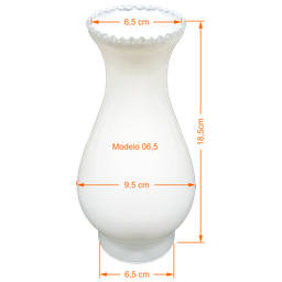 Cúpula Manga P/ Lampião 06,5 Retrô de Vidro Branco Brilho - 2