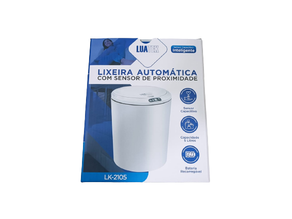 Lixeira Com Sensor Automático Recarregavel Inteligente Para Banheiro Cozinha Sala Escritório 5 Litro - 5