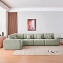 Ver imagem 3 de Kit Sofá Modular 5 Lugares Moderno Curvo Orgânico Adapt Bouclé