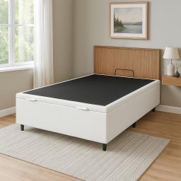 Cama Box Bau Casal Premium Blindada Super Reforçada Corino - Box Baú Branco - Corino - 3