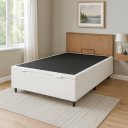 Ver imagem 3 de Cama Box Bau Casal Premium Blindada Super Reforçada Corino - Box Baú Branco - Corino
