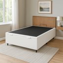 Ver imagem 1 de Cama Box Bau Casal Premium Blindada Super Reforçada Corino - Box Baú Branco - Corino