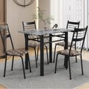 Ver imagem 1 de Conjunto de Mesa e Cadeiras 77cm x 100cm Palma Preto/Mosaico Palha/Ocre