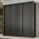 Ver imagem 1 de Guarda Roupa Casal 3 Portas Doha 2 Gavetas Carraro Ripado Preto Touch