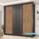Ver imagem 4 de Guarda Roupa Casal 3 Portas Doha 2 Gavetas Carraro Ripado Preto Touch