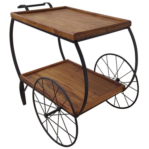 Carrinho De Bar Chá Artesanal de Ferro para Sala De Estar Multiuso Gourmet Libertas Rosas Artesanato