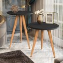 Ver imagem 1 de Conjunto 2 Mesas Classic para Sala com Pés Estilo Retrô Palito - Preto