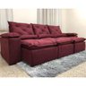 Sofá Reclinável Retrátil Veludo Varias Cores Elegante 2,70 m Cor:Vinho - 6