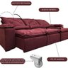 Sofá Reclinável Retrátil Veludo Varias Cores Elegante 2,70 m Cor:Vinho - 2