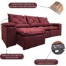 Sofá Reclinável Retrátil Veludo Varias Cores Elegante 2,70 m Cor:Vinho - 3