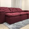 Sofá Reclinável Retrátil Veludo Varias Cores Elegante 2,70 m Cor:Vinho - 1