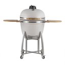 Ver imagem 1 de Churrasqueira Kamado Ultra da Rasco Branco C/ Grelha Aço Inox Suporte e Mesas. Serve até 20