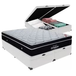 Cama Box com Baú Queen Blindado + Colchão de Molas Ensacadas - Ortobom - Elegant Superpocket 158x198 - 1