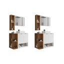 Ver imagem 2 de Kit com 2 Gabinetes com Cuba e Espelheira Ibiza Branco/Marrome