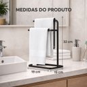 Ver imagem 2 de Suporte Porta Toalha Duplo Bancada Preto Fosco Aço Banheiro Cozinha