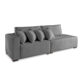 Sofá 2 3 4 Lugares Modulado Chaise Almofada Solta Molas Isa Be Linho Grafite 2,7m - 1