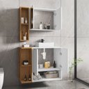 Ver imagem 2 de Kit com 3 Gabinetes com Cuba e Espelheira Ibiza Branco/Marrome