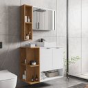 Ver imagem 1 de Kit com 3 Gabinetes com Cuba e Espelheira Ibiza Branco/Marrome