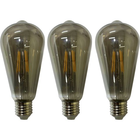 Lampada Led Multi Filamento Fume Retro 30w Kit 3 Uni Vintage Bivolt Iluminaçao Quarto Sala Varanda C