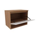 Ver imagem 3 de Kit com 2 Gabinetes Suspensos para Banheiro 60cm Porta Basculante Laranja/Amêndoa/Branco