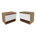 Ver imagem 1 de Kit com 2 Gabinetes Suspensos para Banheiro 60cm Porta Basculante Laranja/Amêndoa/Branco