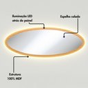 Ver imagem 4 de Espelho Decorativo Oval 158cm com LED 100% MDF Dalla Costa Cor:Carvalho Rosé