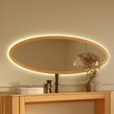 Ver imagem 1 de Espelho Decorativo Oval 158cm com LED 100% MDF Dalla Costa Cor:Carvalho Rosé