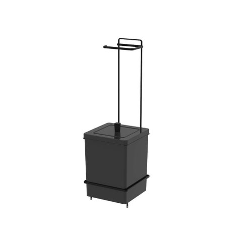 Lixeira Quadrada 6,5l e Suporte para Papel Higiênico Future 1632pt - Preto Fosco