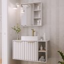 Ver imagem 1 de Gabinete Suspenso Banheiro Noruega 80cm com Cuba e Espelheira Treviso Branco