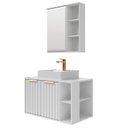 Ver imagem 2 de Gabinete Suspenso Banheiro Noruega 80cm com Cuba e Espelheira Treviso Branco