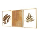 Ver imagem 1 de Kit 3 Quadros Decorativos Boho Formas Folhagens