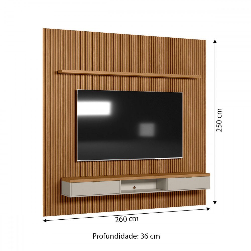 Painel para Tv até 75 Polegadas 2 Portas 260 Cm Nature/off White - Linea Brasil - 3