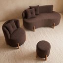 Ver imagem 7 de Kit Decorativo Sofá Curvo Orgânico + 01 Puff e Poltrona Luna Boucle Marrom - Montanaris Decor