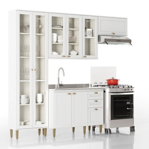 Cozinha Completa Modulada 4 Peças 100% MDF Classy Yescasa Branco