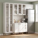 Ver imagem 1 de Cozinha Completa Modulada 100% MDF 4 Peças com Cristaleira e Balcão sem Tampo Yescasa Branca Classy