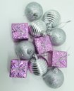 Ver imagem 3 de Kit 22 Peças Tubo Natalino Árvore de Natal Prata e Rosa 5cm