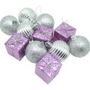 Ver imagem 1 de Kit 22 Peças Tubo Natalino Árvore de Natal Prata e Rosa 5cm