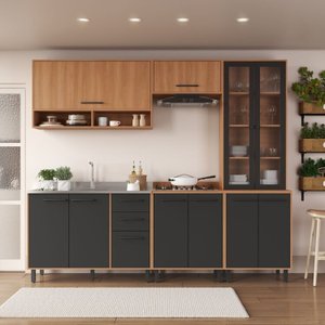 Cozinha Modulada Havana 05 Peças com Cristaleira 11 Portas e 02 Gavetas