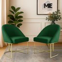 Ver imagem 2 de Kit 2 Banqueta Poltrona Lua Penteadeira e Salão com Base Metálica:verde