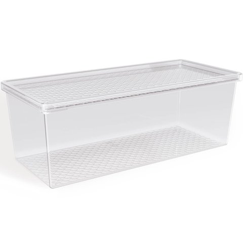 Organizador de Geladeira com Tampa 4,5l Frutas Legumes Verduras Multiuso Transparente Uz