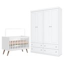 Ver imagem 1 de Conjunto Berço Americano Q Encanto 3820 Retrô MDF Branco Acetinado Qmovi